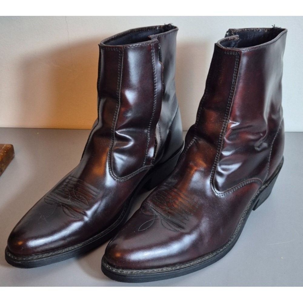Laredo Mens Long Haul Western Zipper Boots Black Cherry 12 D Leather
